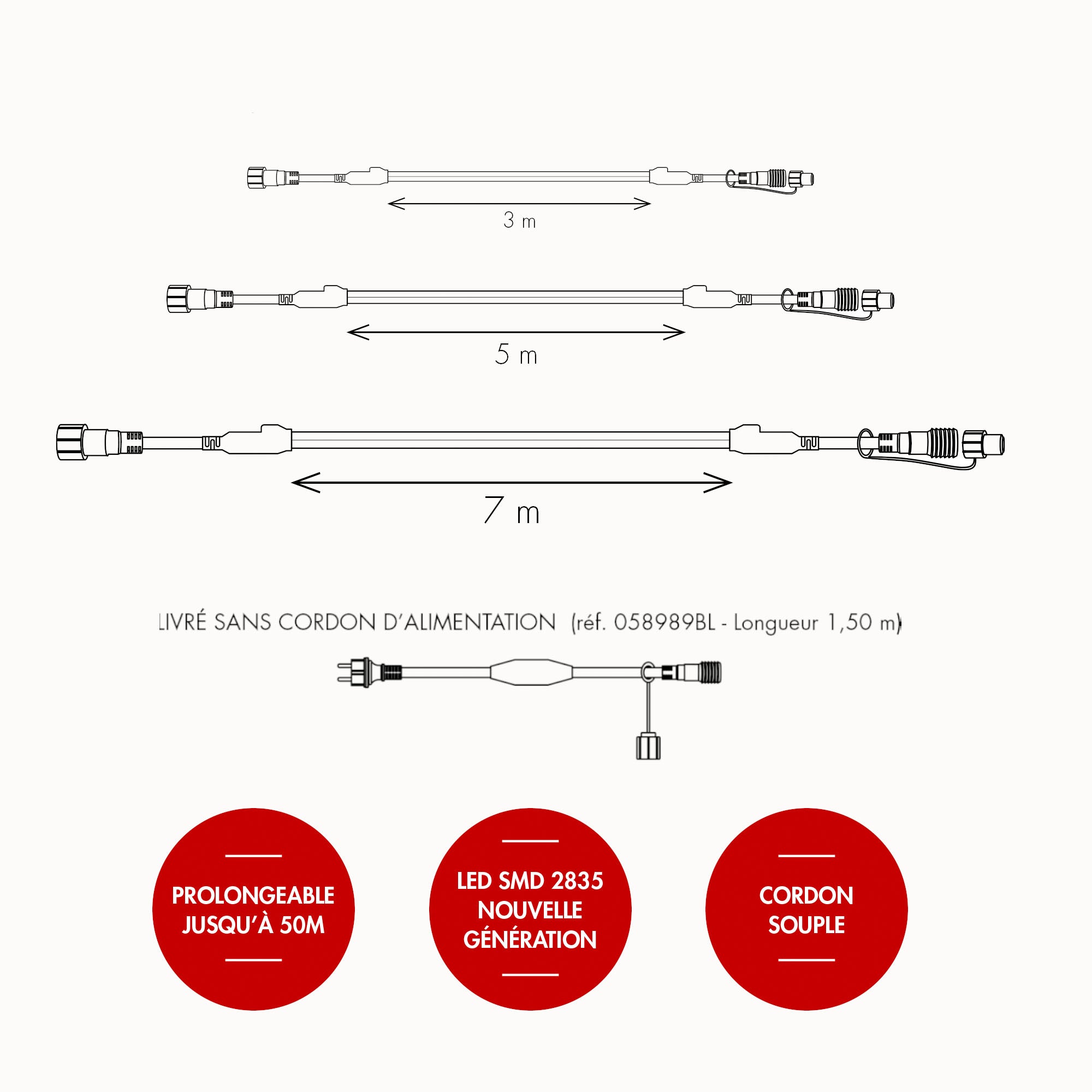 Cordon lumineux Sur'line prolongeable